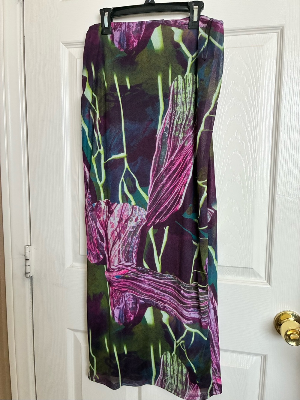 Floral Print Maxi Skirt in Purple & Green